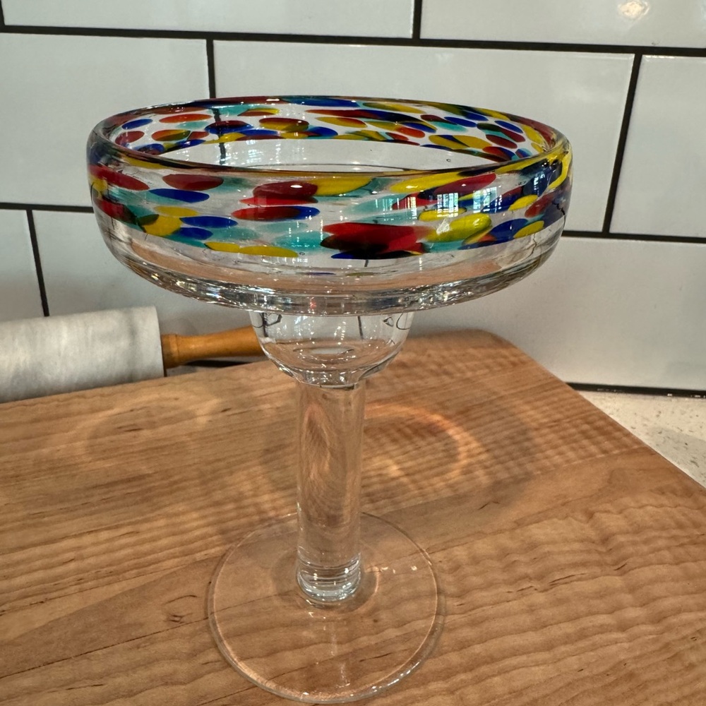 Set of 2 Confetti Glass Margarita Glasses – EUC - Picture 4 of 6